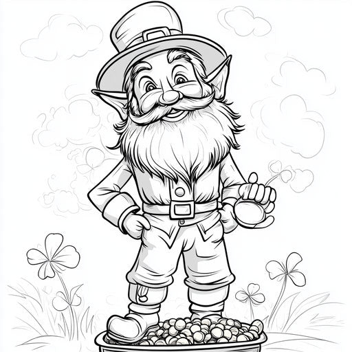 Cheeky leprechaun with pot of gold