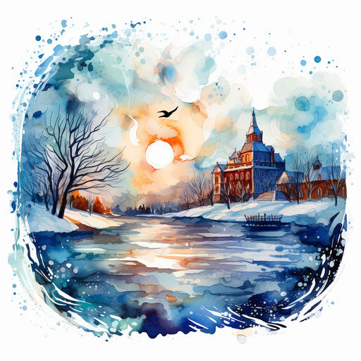 Cheerful 2024 New Year illustration in Oil painting style, on white background