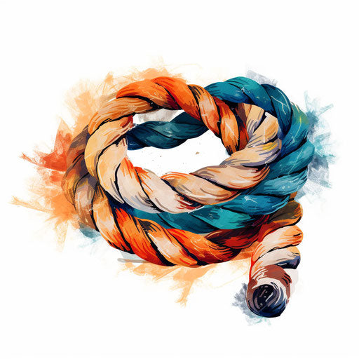 Rope illustration in the style of Impressionistic Art, on white background