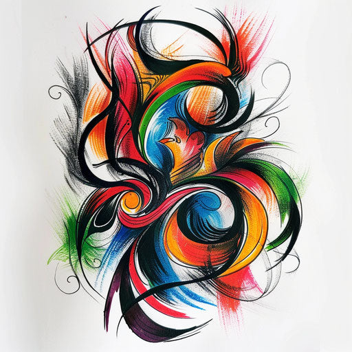 Expressionist tattoo sketch of a Mehndi pattern