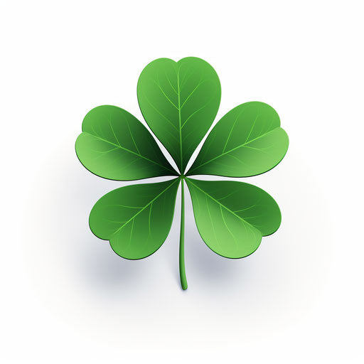 Four-leaf clover clipart in Minimalist style, on a white background
