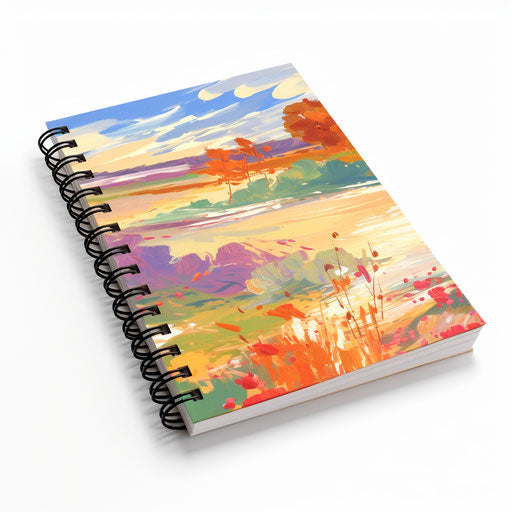 Notepad clipart in the style of Impressionistic Art, on a white background