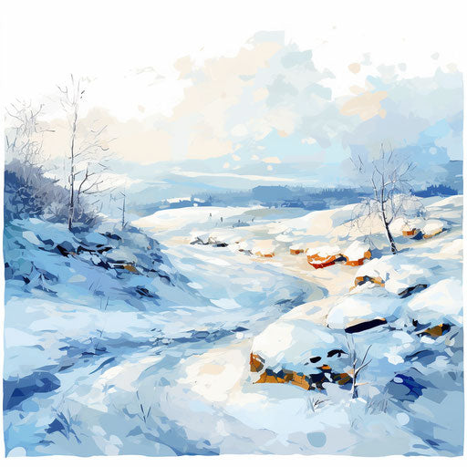 Snow clipart in the style of oil painting, on white background