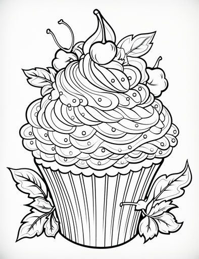 Cupcake greeting coloring pages for a happy birthday