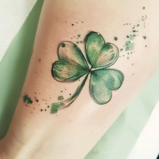 Watercolor shamrock tattoo in soft green shades