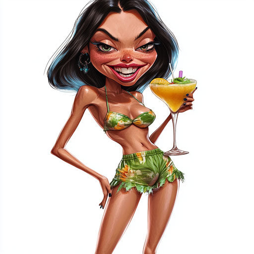 High-Resolution Margarita Caricature Clipart in 4K PNG