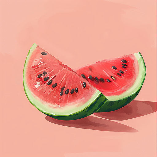Realistic watermelon on dusky rose background