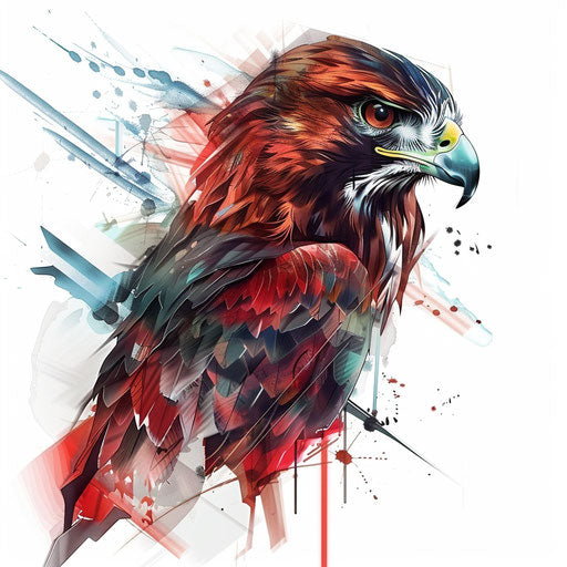 Modern hawk tattoo design with striking colors