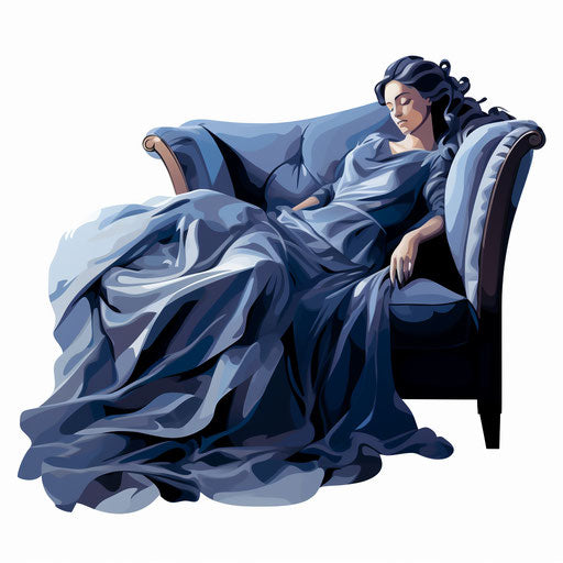 Nap illustration in the style of Chiaroscuro Art, on white background