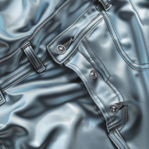 Metallic silver backdrop highlights realistic jeans clipart