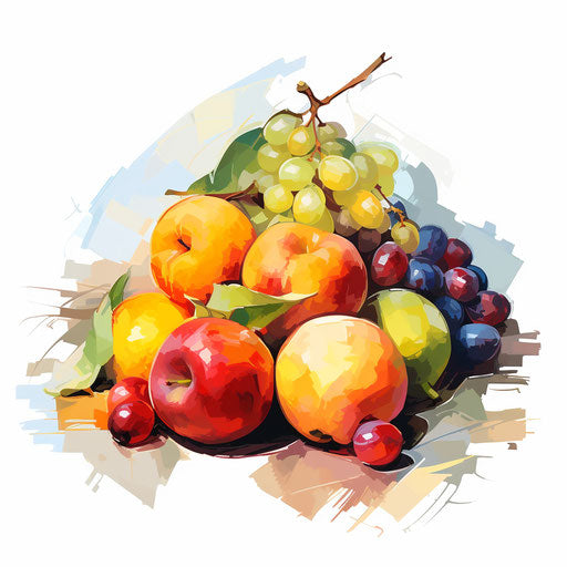 Fruit illustration in the style of Impressionistic Art, on white background