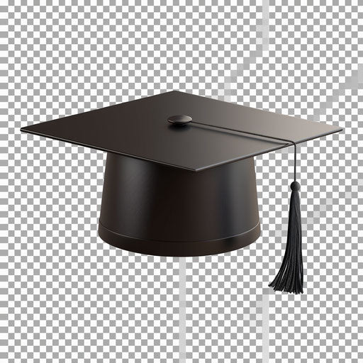 Realistic graduation hat clipart with flat random background
