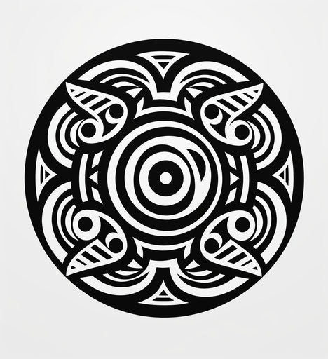 Black and white tribal tattoo drawing on white background