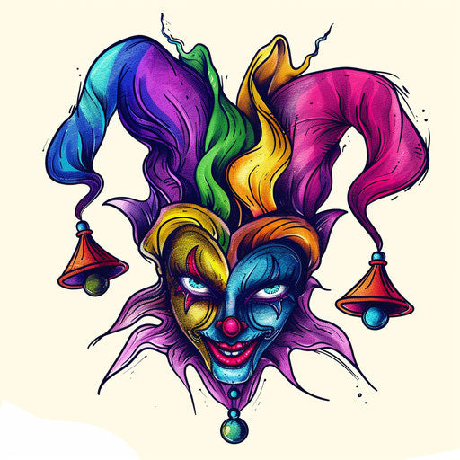 Colorful and playful jester's hood design