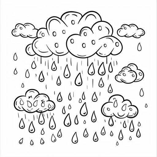 Simple clouds with raindrops outline