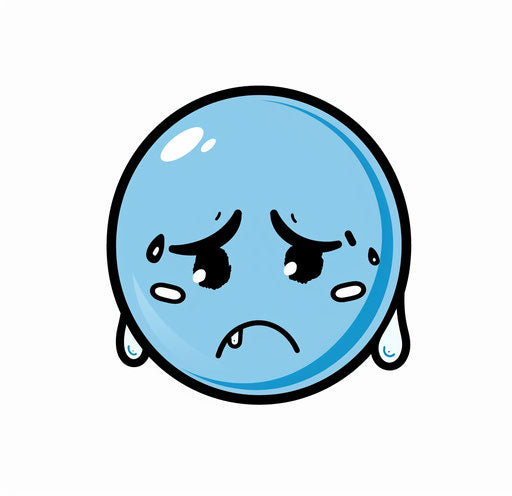 Minimalistic sad face with blue tears