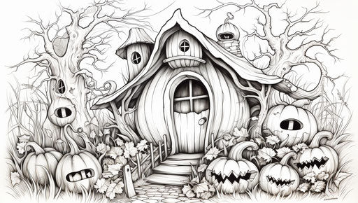 Halloween coloring pages and crafts, in the style of mesmerizing colorscapes