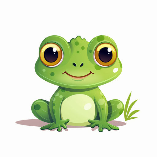 Cute frog illustration in Minimalist style, on white background