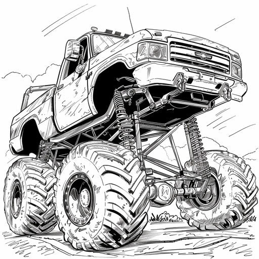 Anime-style monster truck with expressive details