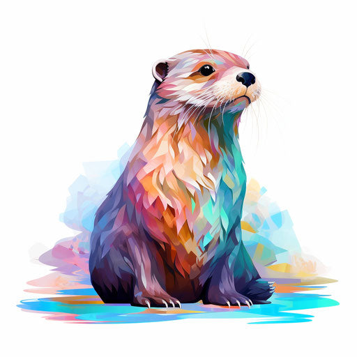 Drawing of an otter in Pastel Colors Art style, on white background