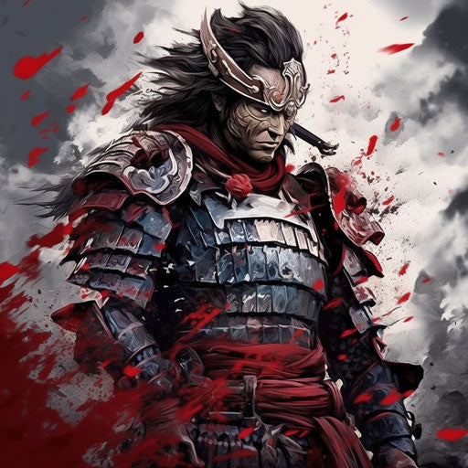 Samurai in disintegrated armor, anime style