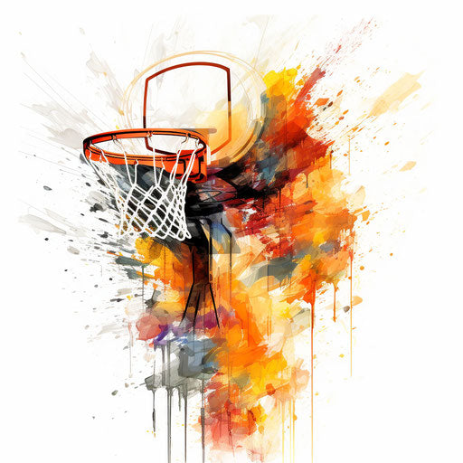 Impressionistic basketball hoop on white background