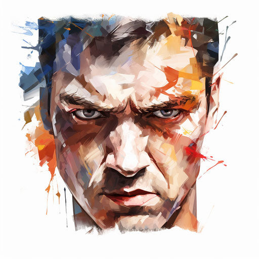 Angry face in the style of Impressionistic Art