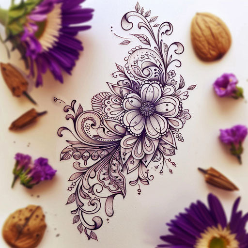 Elegant sketch of a Mehndi pattern with delicate curves