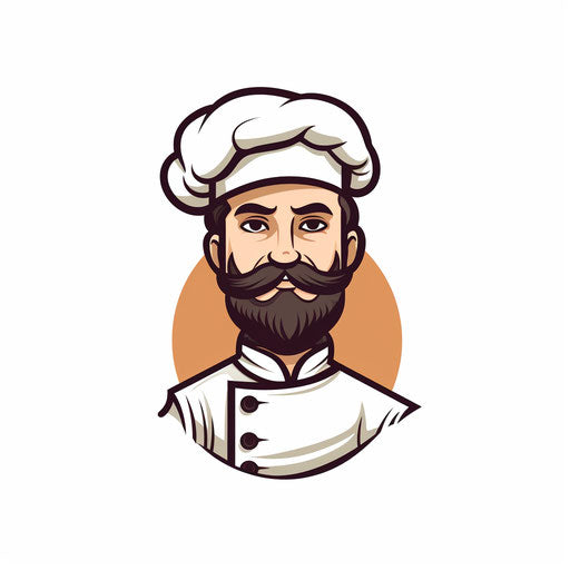 Minimalist style clipart of chef, on a white background