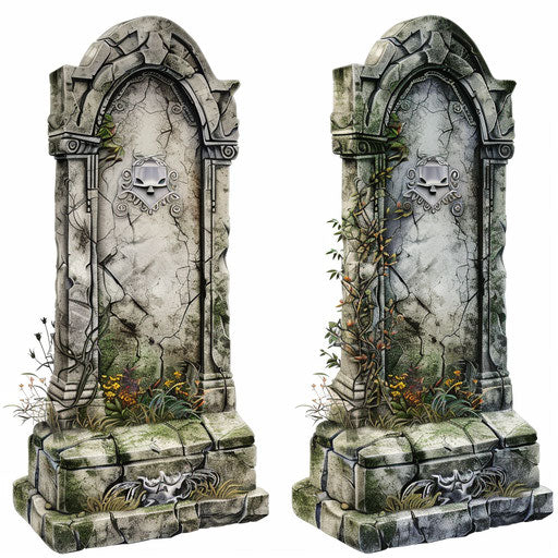 Realistic illustration of a gravestone on white background
