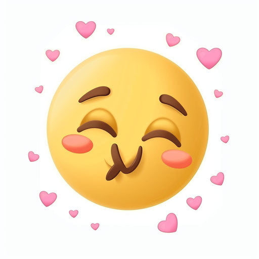 Kiss emoji clipart, yellow smiley face with small pink hearts