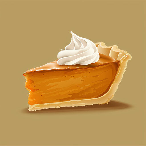 Pumpkin pie illustration on muted olive background