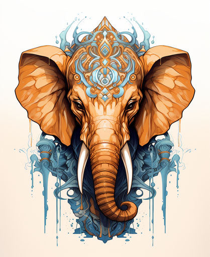 Elegant ornament on elephant's head with bold expressions