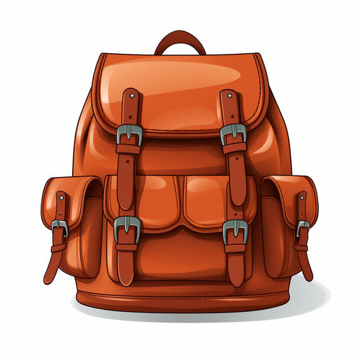 Minimalist backpack clipart, on white background
