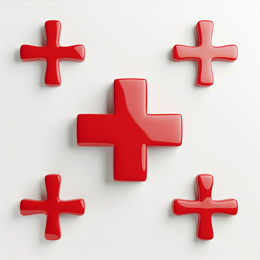 Red cross clipart in a photo realistic style on flat white background