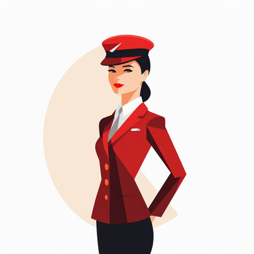 Flight attendant character in Minimalist style on white background
