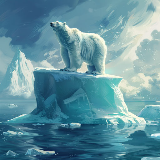 Polar bear on floating iceberg in the Arctic