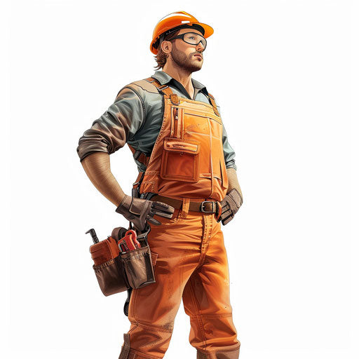 Worker clipart in photo realistic style on white background
