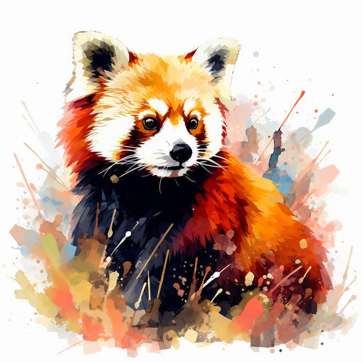 Red panda clipart in the style of Impressionistic Art, on a white background