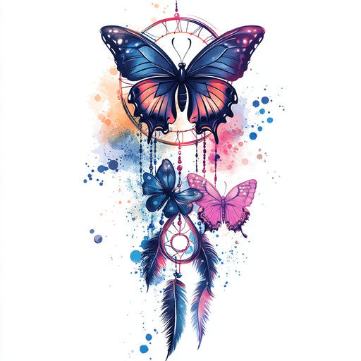 Dreamy butterfly tattoos for women on white background