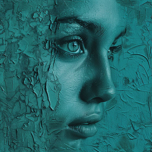 Hyper-realistic depression clipart on teal flat background