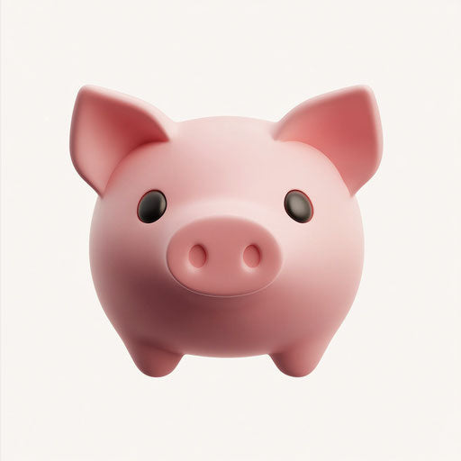 3D piggy bank on flat white background