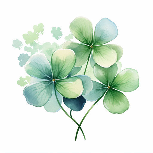 Four-leaf clover illustration in pastel colors style, on white background
