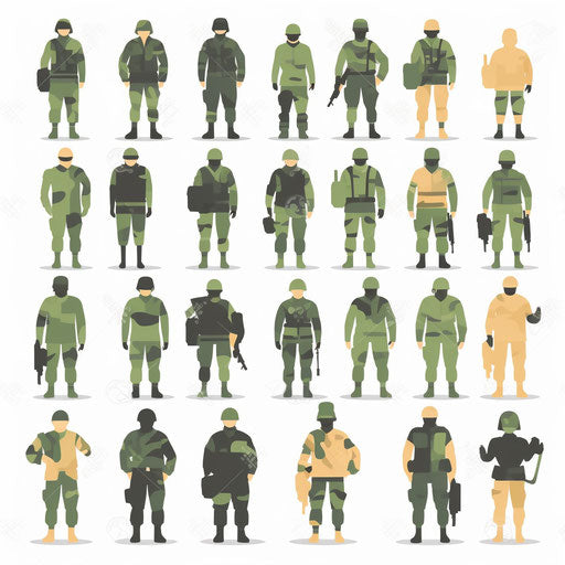 Minimalist army illustration on a white background