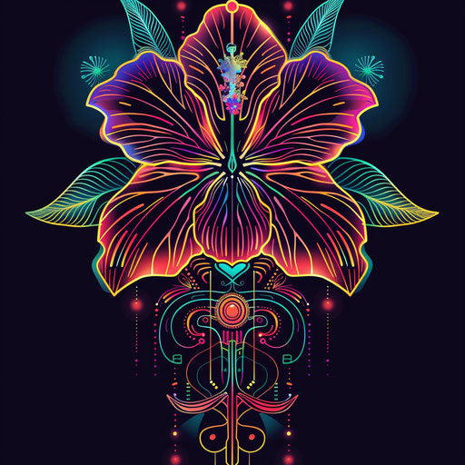 Futuristic Hawaiian flower with abstract high-tech details