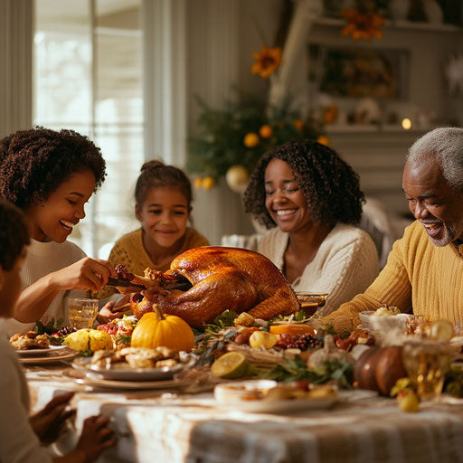 A family Thanksgiving feast filled with laughter and joy