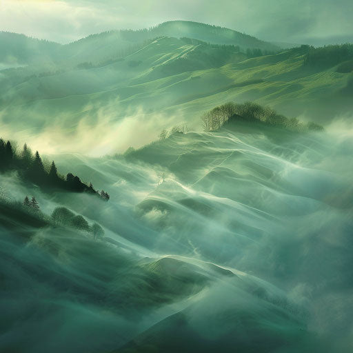 Mystical fog over the slopes of the Green Mountains