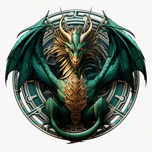 Celtic dragon with claws, transparent background, metallic rotation