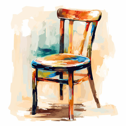 Chair clipart in the style of Impressionistic Art, on a white background
