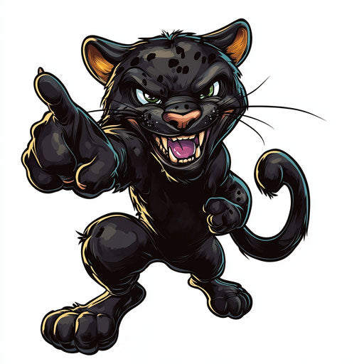 Humorous caricature of a panther clipart with human characteristics